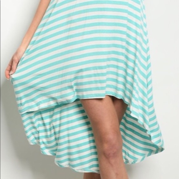 MINT GREEN STRIPE HIGH-LOW DRESS - Picture 2 of 8